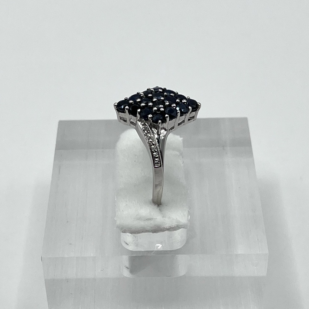 1.00 CT Natural Blue Sapphire Custom Sterling Silver Ring - Picture 3 of 6